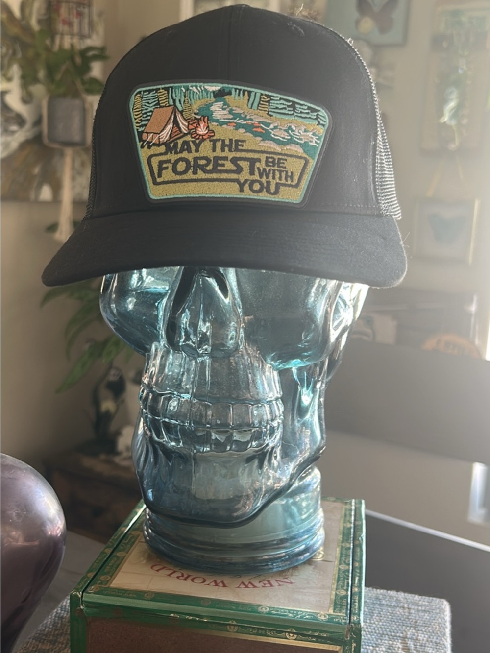 & Other Stories Black Trucker Hat with Forest Patch